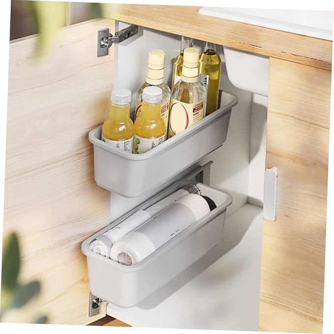 Self-adhesive Wall Mount Storage Container Expandable Hanging Organizer for Kitchen Bathroom Closet