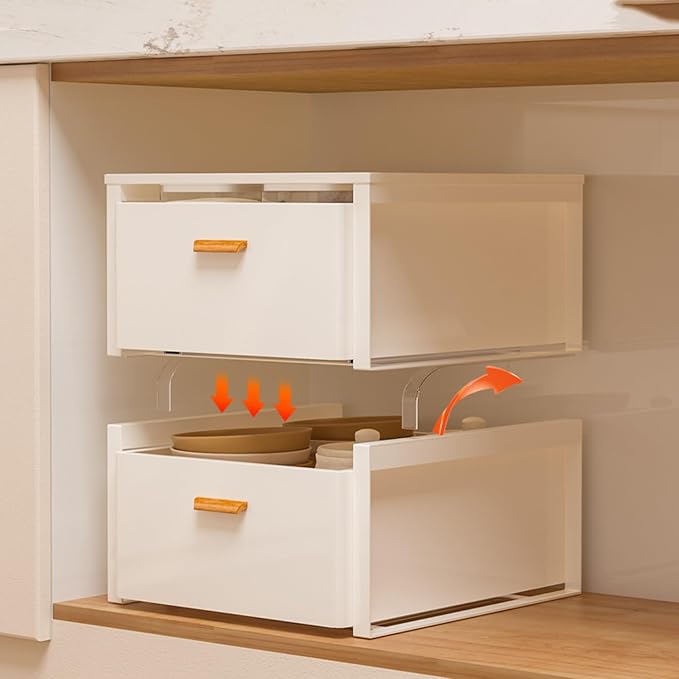 Pull Out Drawers for Cabinets Expandable Drawer Slide Out Cabinet Organizer Kitchen Extendable Drawers Storage Shelves for Kitchen Cabinets Extendable Pull Out Drawer