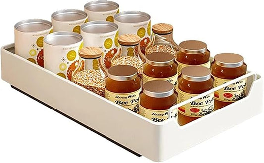 Extendable Sliding Drawer,Extendable Drawer For Kitchen Storage,Slide Out Drawer Storage Shelves for Kitchen Cupboard,No Need Drill and Nailing,for Cabinets Kitchen Living Room.(Size:25 * 43 * 7cm)