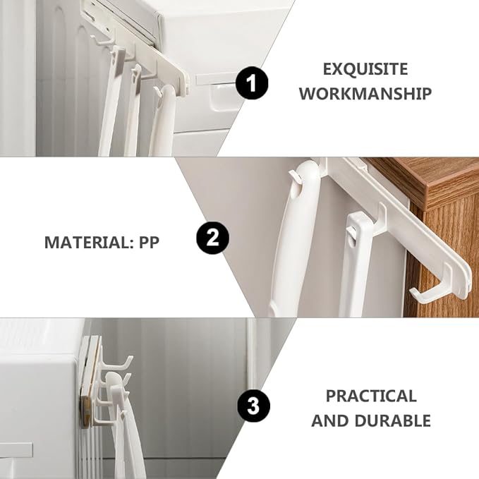 BESPORTBLE 2Pcs Pull-Out Type Plastic Door Behind Hooks, No-Drill Storage Hangers for Kitchen Cabinet, Bathroom, Bedroom Organization