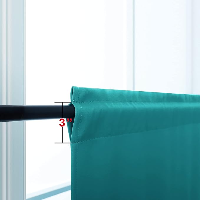 KOUFALL Teal Curtains 36 Inch Length for Small Bathroom Window 2 Panels Rod Pocket Cafe Thermal Insulated Darkening Blackout Window Treatments Tier for Bedroom Kitchen 34 Wide by 36 Inches Long