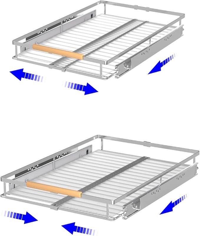 Pull Out Drawer Cabinet Organizer, Expandable Slide Out Storage Shelves - Heavy Duty, Durable and Smooth Slide-Out, 12.3"~18.3" Wide x 22.5" Deep, 2 Pack