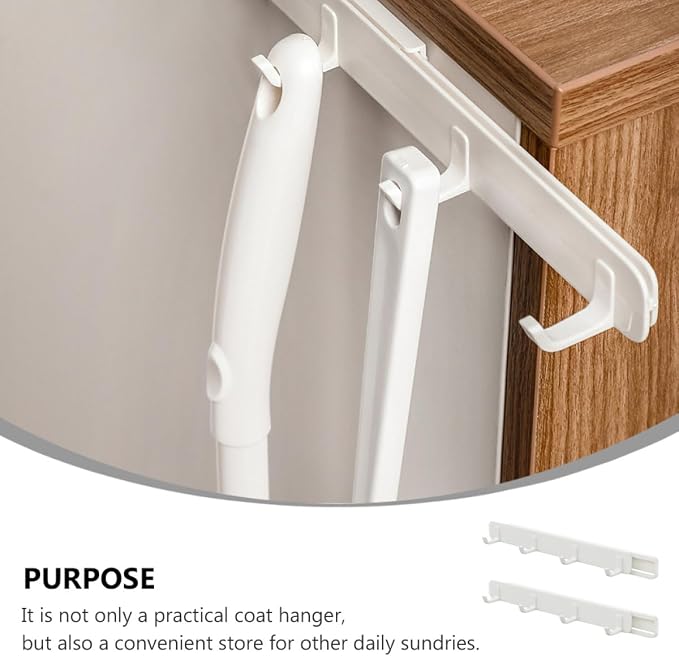 BESPORTBLE 2Pcs Pull-Out Type Plastic Door Behind Hooks, No-Drill Storage Hangers for Kitchen Cabinet, Bathroom, Bedroom Organization