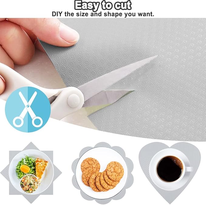 Waterproof Shelf Liner No Slip Drawer Liner for Bathroom, Non Adhesive Kitchen Cabinet Mats EVA Plastic Drawer Mats Roll for Closet, Shelves, Cupboard, Countertop, Fridge Liner - Light Grey 17.7"×197"