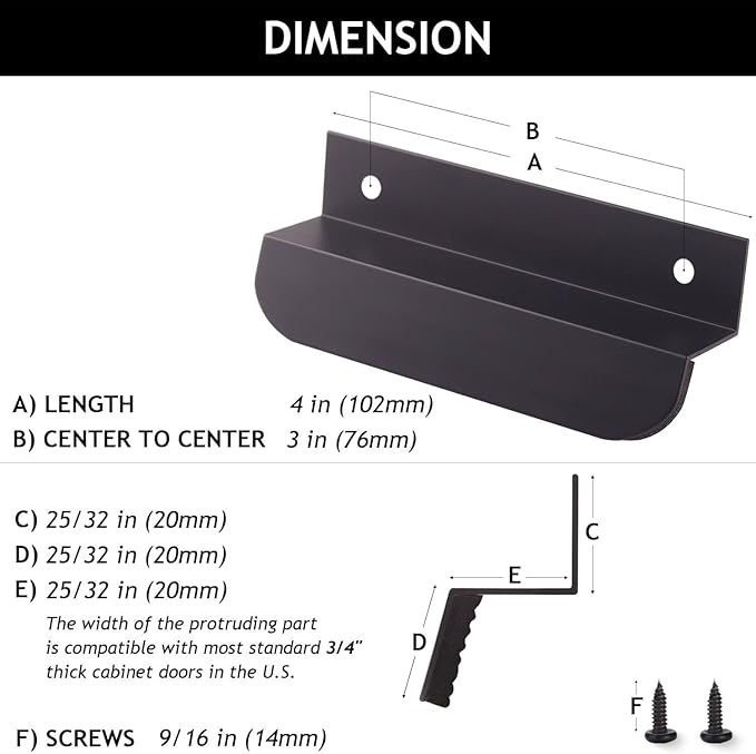 RVPEKUPE 4-Pack Under Cabinet Foot Pull with Adhesive and Screws, Hands Free Toe Foot Pull Opener for Kitchen Trash Cabinet Drawer, 4 Inch (Matte Black)