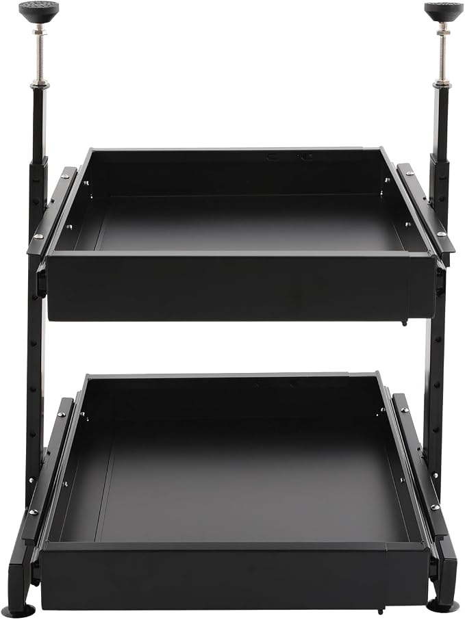 2-Tier Pull Out Cabinet Organizer, Pull out Drawers for Cabinets, No Drill Adjustable Roll Out Shelves Sliding Cabinet for Kitchen,Bathroom,Pantry,Under Sink Storage (Black)