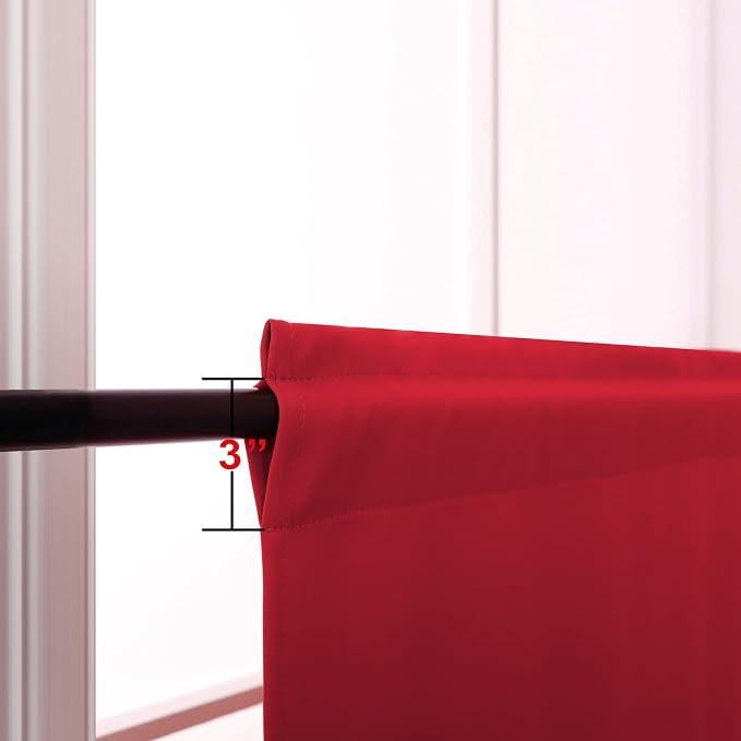 KOUFALL Red Kitchen Curtains, Short Thermal Curtains for Winter Insulated, Cortinas Rojas para Cocina