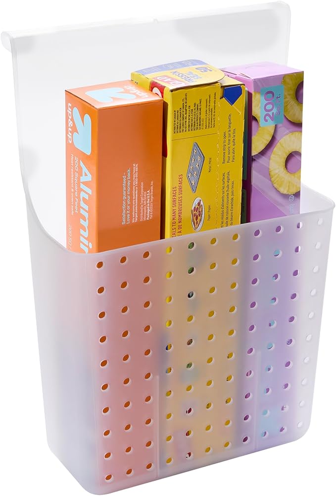 madesmart Over-Door Hair Tools Organizer with Dividers, Storage for Curling Wands, Flat Irons, Brushes & Hair Accessories, Bathroom Over-Door Caddy, White