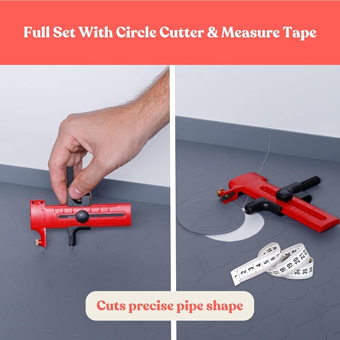 3 in 1 SET: Under Sink Mat with Cutout for Pipes - Cut to Size Under Sink Mat 34x22'' - Cut to Fit Sink Mats - Waterproof Under Kitchen Sink Mats and Protectors - Under Sink Silicone Mat