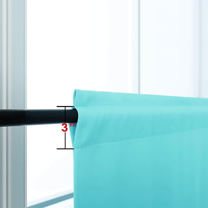 KOUFALL Turquoise Curtains for Laundry Room Windows,Cabinet Curtains for Under Kitchen Sink Shelves,Blue Green