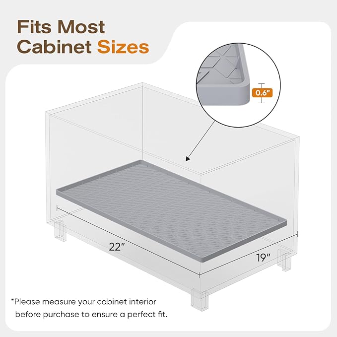 TRZZ Silicone Waterproof Under Sink Mat 22" x 19", Drip Tray and Cabinet Liner for Kitchen and Bathroom, Prevents Water Damage and Organizes Cabinets (Beige)