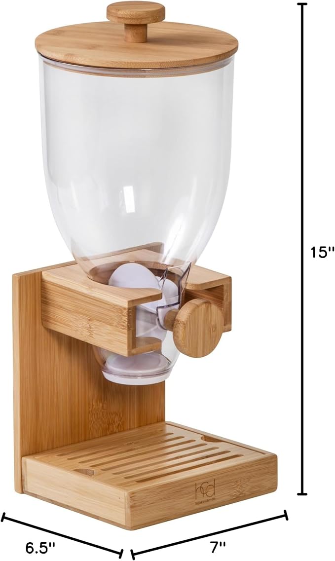 ZevrO Honey-Can-Do Bamboo Cereal Dispenser with Airtight Lid – Countertop Dry Food Dispenser for Kitchen Organization – Eco-Friendly Cereal Container for Pantry (Pack of 3)