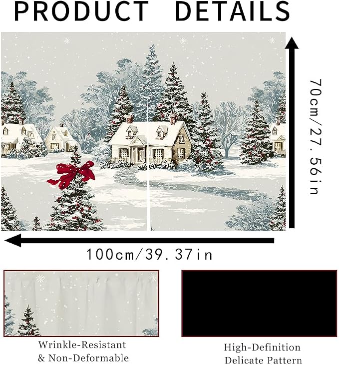 Self Adhesive Vintage Cottage & Pine Cabinet Curtain for Mother's Day, 39x28 Inch Farmhouse Manor Under Sink Skirt No Drill, Spring Cleaning Kitchen Decor, Hook and Loop Laundry Valance