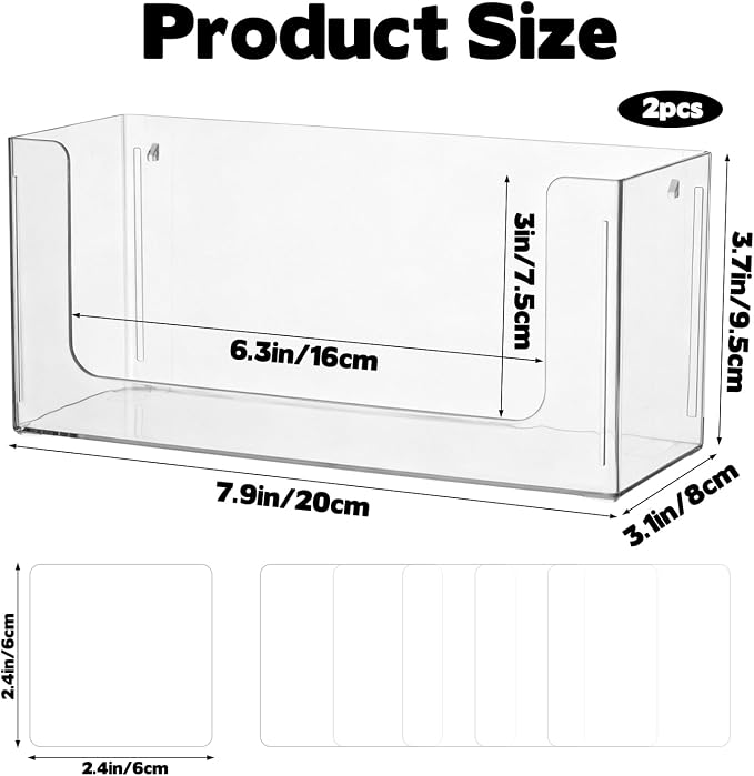 Rainmae 2 Pack Cabinet Door Organizer, Lid Organizer Inside Cabinet Wall Mounted Plastic Storage Box Stackable Under Sink Lunchbox Lid Container for Kitchen Bathroom Office Organization