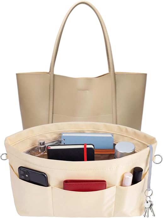 VANCORE Purse Organizer Insert for Handbags,Tote Bag Organizer Insert with Zipper Bag,Premium Handbag Organizer Inside Liner for Women