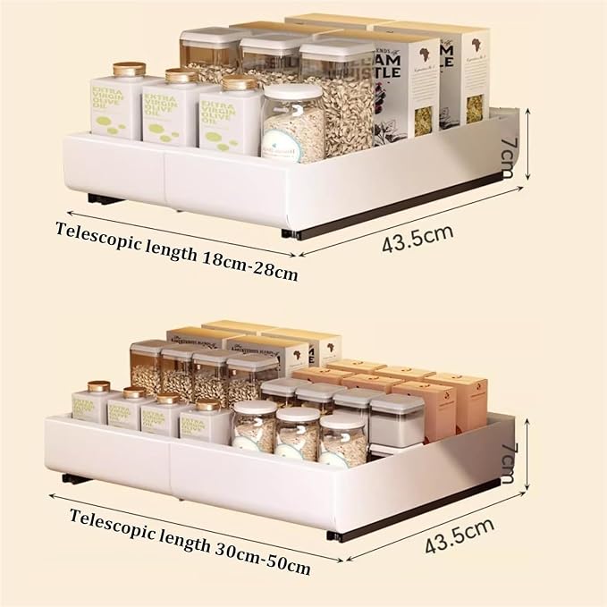 Pull out Cabinet Organizer,Under Sink Organizer, Cupboard Pull Out Storage,Pull Out Drawer Fixed With Adhesive,No Need Drill And Nailing,for Kitchen, Living Room, Home.(18*43*7cm(7.1*16.9*2.7in))