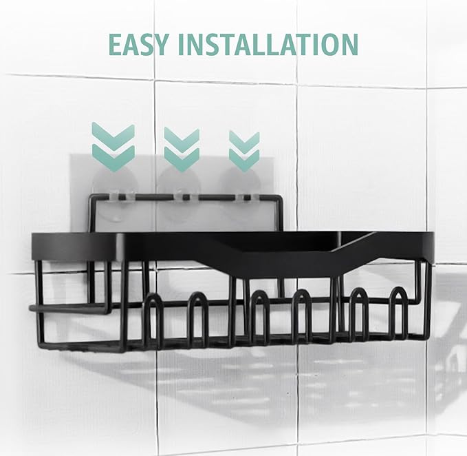 Adhesive Shower Caddy 5 Pack – Rustproof Stainless Steel No-Drill Bathroom Organizer Shelves with Large Capacity, Waterproof Storage Racks for Shower, Kitchen, Dorm, Apartment, and Home