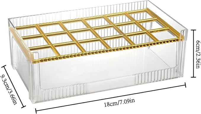 18 Grids Lipsticks Organizer, Clear Acrylic, 2 Pack | Lip Gloss Holder, Storage Display Case, For Chapstick & Lip Balm, Makeup Storage