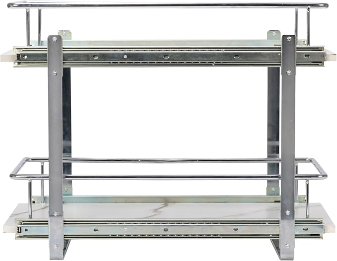 Household Essentials Chrome Steel & Faux Marble Dual Slide Organizer