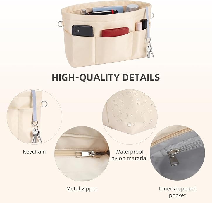 VANCORE Purse Organizer Insert for Handbags,Tote Bag Organizer Insert with Zipper Bag,Premium Handbag Organizer Inside Liner for Women