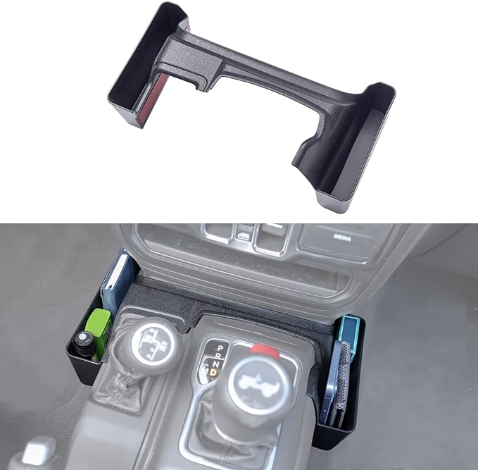 Center Console Gear Shift Organizer Tray Compatible with Jeep Wrangler JL/JLU 2018-2023 2024 2025 2026 and Jeep Gladiator JT Truck 2020-2023 2024 2025 2026 Storage Box Accessories (Not for JK/JKU)