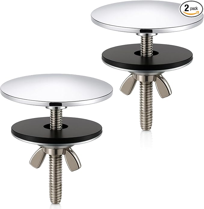 2 Pcs Solid Brass Kitchen Sink Hole Cover, 2 Inch Faucet Hole Cover, Polished Chrome Finish Tap Hole Plate Stopper Cover, Countertop Hole Cover for Kitchen and Bathroom Sinks (Polished Chrome)