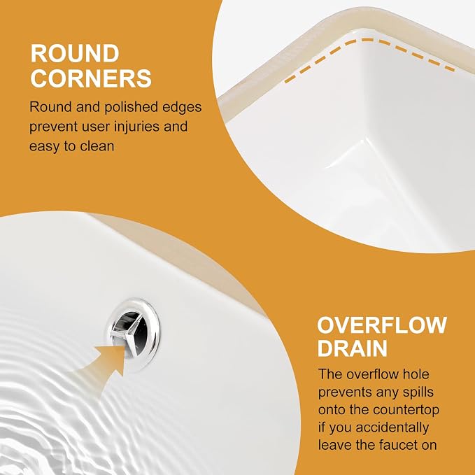 Mocoloo Undermount Bathroom Sink 18 x 14 Inch Rectangle Porcelain White Ceramic Bathroom Sink Deep Basin with Overflow Drain Under the Counter Rectangular Undermount Vanity Sink for Lavatory