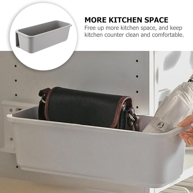 Shelf Pull out Drawer Storage Organizer for Kitchen Cabinets Gray Wall-mounted No-drill Storage Box Sliding Drawer Space-saving Kitchen Pantry and Sink