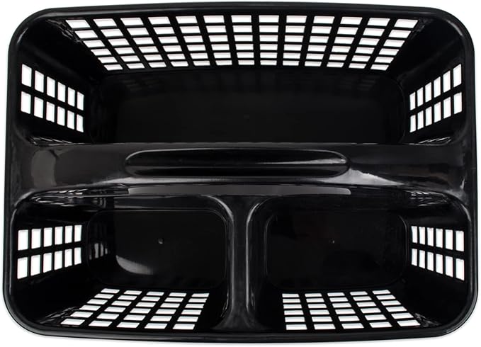 JiatuA Portable Shower Caddy Basket with Compartments Cleaning Supplies Organizer with Handle Plastic Storage Divided Tool Bin for Bathroom, Bedroom, Kitchen, College Dorm, Garden, Under Sink, Black