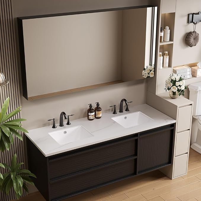 14in Undermount Bathroom Sink Rectangular, 14" x12.6" Small Vessel Sink Rectrangle Undermount Bathroom Sink White Ceramic Lavatory Vanity Vessel Sink with Overflow