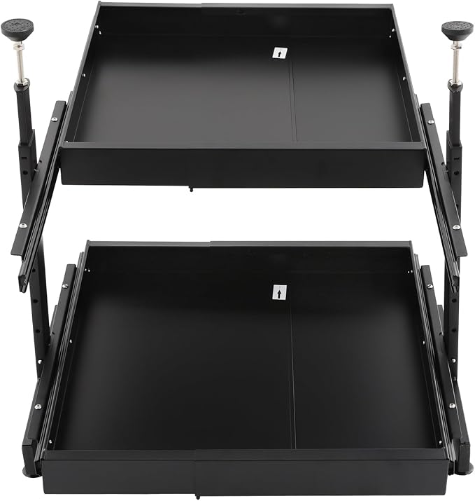 2-Tier Pull Out Cabinet Organizer, Pull out Drawers for Cabinets, No Drill Adjustable Roll Out Shelves Sliding Cabinet for Kitchen,Bathroom,Pantry,Under Sink Storage (Black)