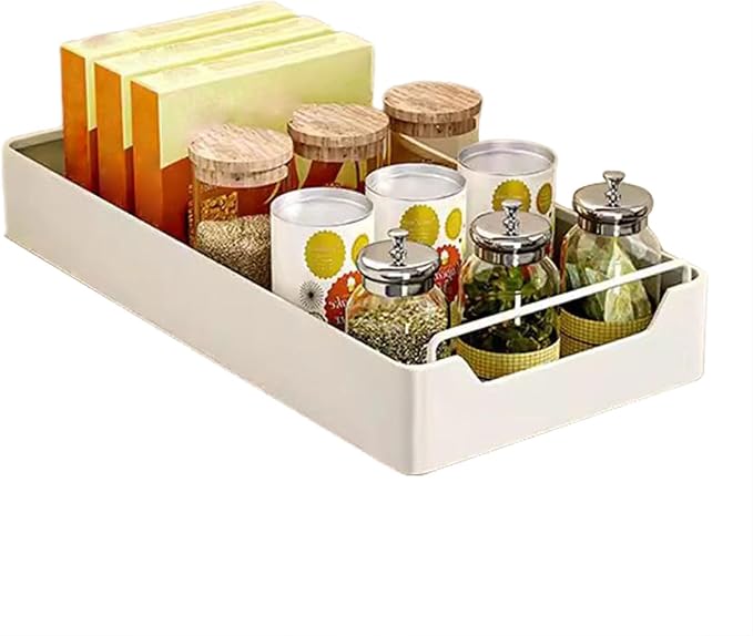 Home Storage Pull Out Cabinet Organizer,No Drilling, Raised Design, Removable for Easy Cleaning,Kitchen & Bathroom Storage Shelves