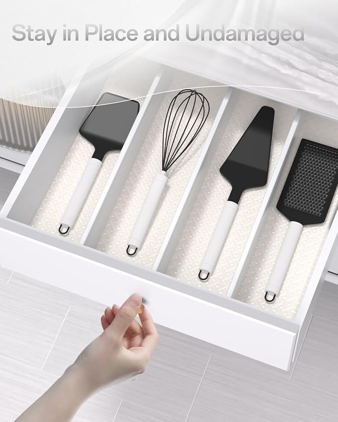 Shelf and Drawer Liner for Kitchen Cabinet, Non-Adhesive 24in x 360in Waterproof Contact Paper Refrigerator Liners Thickened Durable EVA Material Non Slip Mat for Dresser Cupboard Pantry Protector