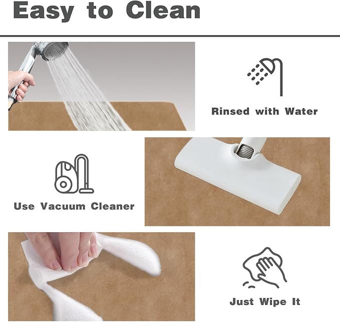 TYUU Bathroom Mat Quick Dry, Bathroom Rugs Non Slip Washable Thin Absorbent Bath Mat Fits Under Door Bathroom Floor Mat Perfect for Bath, Shower, or Sink 20"x30" Camel