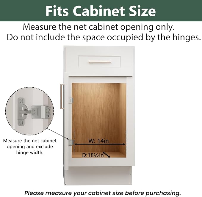 LOVMOR 2 Tier Individual Pull Out Cabinet Organizer 14" W x 18" D, Slide Out Kitchen Cabinet Storage Sliding Shelves