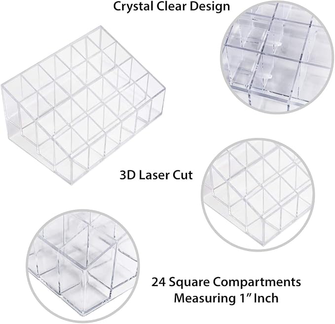 Super Z Outlet Transparent Cosmetic Makeup Organizer for Lipstick, Brushes, Bottles, and More - Clear Case Display Rack Holder