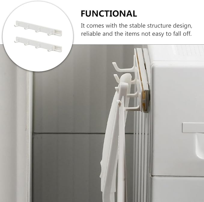 BESPORTBLE 2Pcs Pull-Out Type Plastic Door Behind Hooks, No-Drill Storage Hangers for Kitchen Cabinet, Bathroom, Bedroom Organization