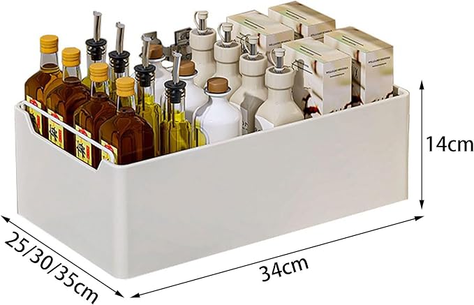 Pull Out Cabinet Organizer No Drilling with Raised Design 14cm and Removable Design for Easy Cleaning, Kitchen Cabinet Organizer Storage Shelves for Bathroom Pantry