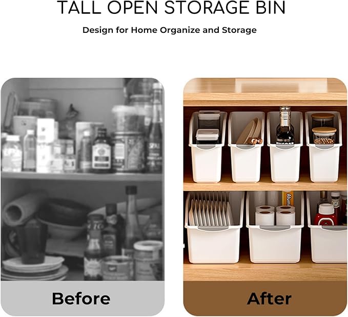 2 Pack Tall Under Sink Organizer with Wheels, Roll Out Plastic Organizer Bins with Handle for Kitchen, Bathroom and Pantry, Multi-purpose Freezer Organization, Kitchen Organizers and Storage