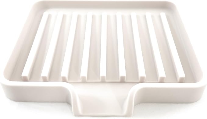 Silicone Soap Dish Tray and Sponge Holder with Drain Chute, Rectangular, Kitchen and Bathroom Sink Organizer (Vanilla Cream, 5.2"x4" (Set of 2), 7.2 Ounces)