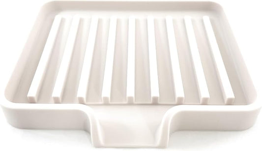 Silicone Soap Dish Tray and Sponge Holder with Drain Chute, Rectangular, Kitchen and Bathroom Sink Organizer (Vanilla Cream, 5.2"x4" (Set of 2), 7.2 Ounces)