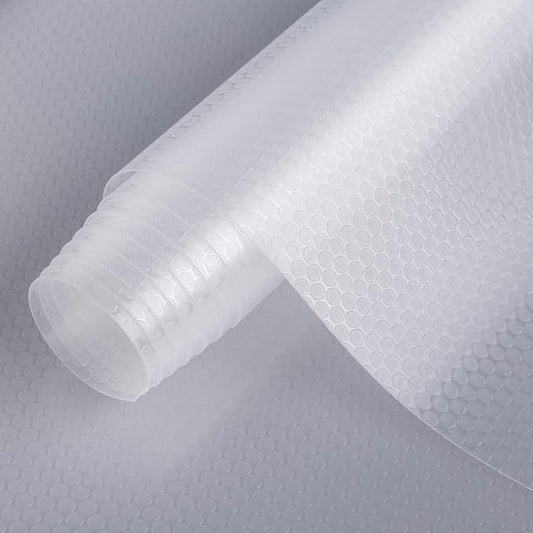 HooTown Refrigerator, Fridge, Freezer Shelf Liner and Drawer Mats 17.5 Inch Wide x 6.5 Feet Long, Non Slip EVA Plastic Washable Waterproof Pads for Kitchen Cabinet, Pantry Closet, Cupboard, Clear