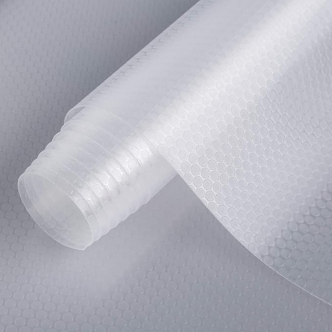 HooTown Refrigerator, Freezer, Fridge Shelf Liners and Drawer Mats 11.8 Inch Wide x 13 Feet Long, Non Adhesive EVA Plastic Washable Waterproof Pads for Kitchen Cabinet, Pantry Closet, Cupboard, Clear