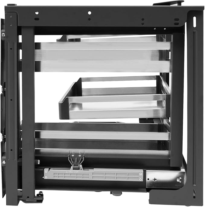 2-Tier Stainless Steel Pull out Organizer, Ideal Slide out Spice Rack for Cabinet, Blind Corner Cabinet with 4 Baskets (Pull-Out to Right)