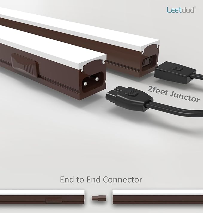 Leetdud Under Cabinet Lighting Plug in, 12 Inch 2 Pcs, Linkable AC120V 3CCT 3000K/4000K/5000K Ultra Slim, LED Under Cabinet Lights for Counter Light, Kitchen, Shelf, Sink, Workshop, Desk, Bronze