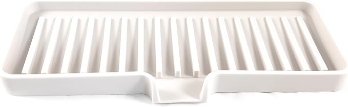 Silicone Soap Dish Tray and Sponge Holder with Drain Chute, Rectangular, Kitchen and Bathroom Sink Organizer (Vanilla Cream, 9"x3.5")