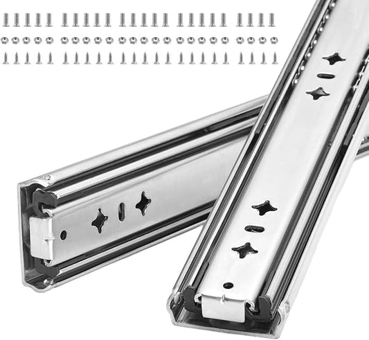Heavy Duty 36" Drawer Slides, Full Extension Ball Bearing, 300LB | 53MM Width, 3-Fold Design, Side Mount, Smooth & Quiet Operation, for Cabinets, Drawers, Workbenches