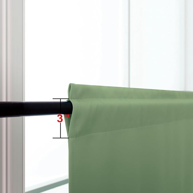 KOUFALL Bathroom Curtains Window 18 x 36 Inch,Short Blackout Boho Sage Green Decorative Privacy Curtain for Matching Shower