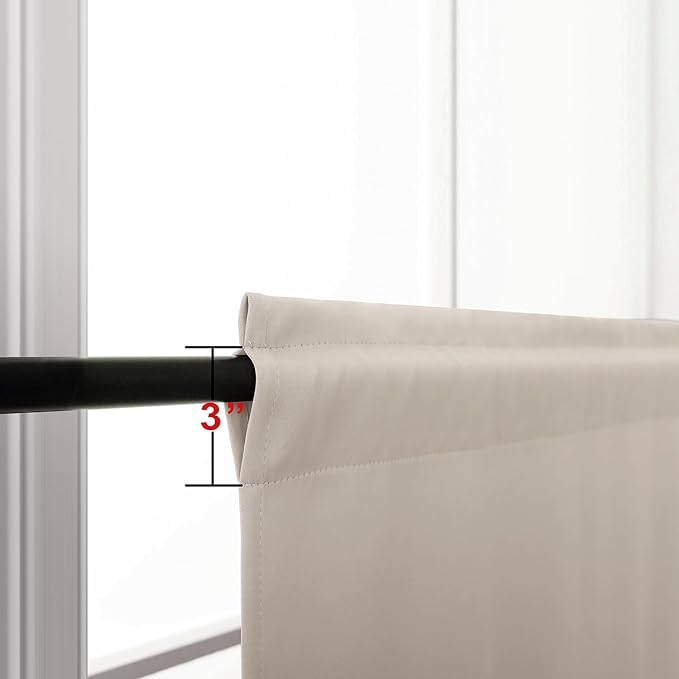 KOUFALL 30 Inch Length Greige Beige Tier Curtains Blackout Thermal Insulating Small Tan Curtains 30 Inches Long for Kitchen Bathroom with Rod Pocket