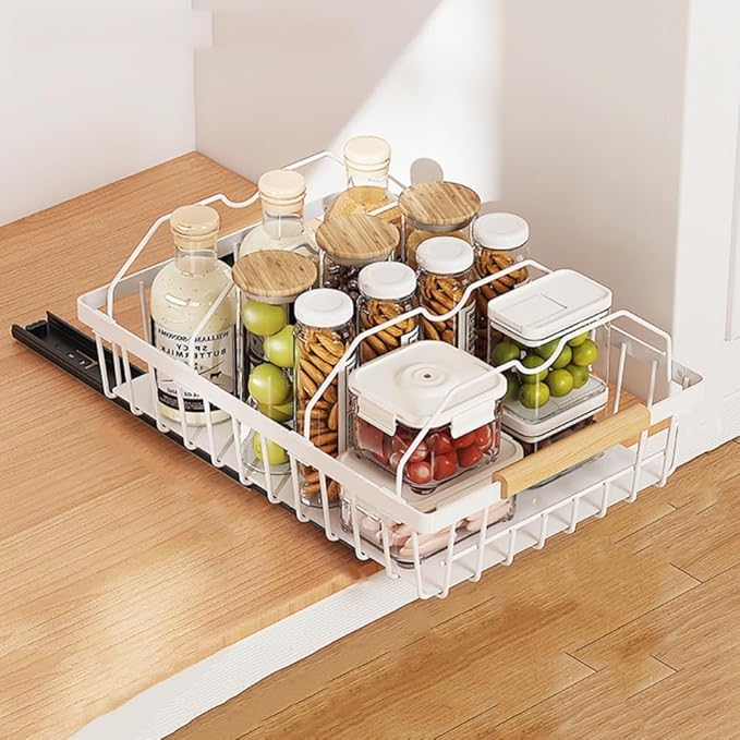 Pull Out Cabinet Organizer, Heavy Duty Slide Out Drawer, No Drill Pull Out Drawers, Multifunctional Pantry Shelves Under Sink Storage Kitchen Drawer for Bathroom Pantry
